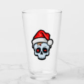 Verre Drôle crâne de Noël, style de dessin (Devant)