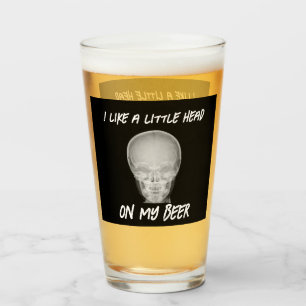 Verre Drôle de petite tête sur ma bière