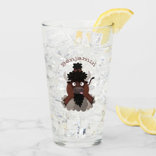Verre Drôle dessin animé de bison de buffle (Dos glace)