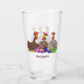 Verre Drôle dessin animé de poulets de tricot (Dos)