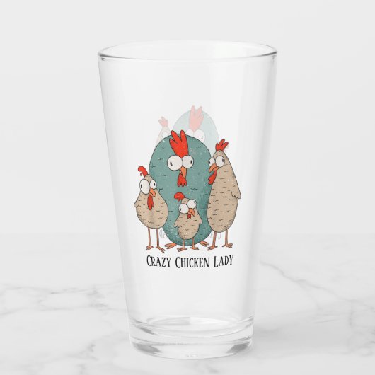 Verre drôle dingue poule dame ajouter du texte (Dos)