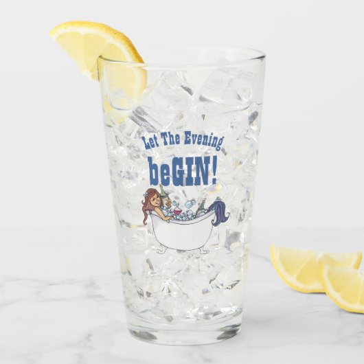 Verre Drôle GIN Slogan - Laissez la Soirée BeGIN Mermaid (Devant glace)