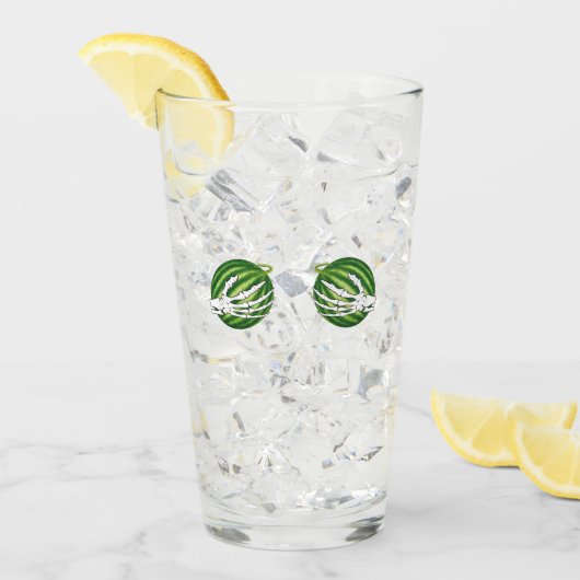 Verre Drôle Halloween Squelette mains tenant Melons (Devant glace)