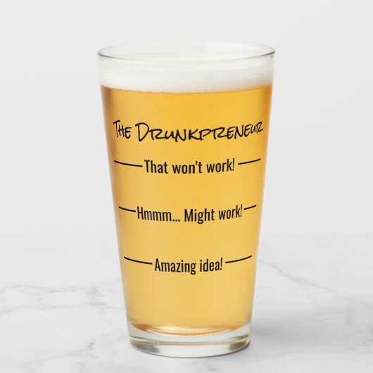 Verre Drôle La Bière Drunkpreneur (Devant (rempli))
