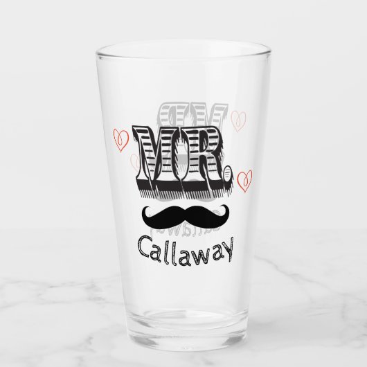 Verre Drôle M. Mustache Nom (Devant)