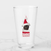 Verre Drôle mignon Carlin noir Santa Hat Noël (Dos)