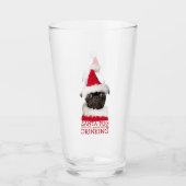 Verre Drôle mignon Carlin noir Santa Hat Noël (Devant)