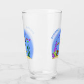 Verre Drôle plongeur et poisson mer créatures dessin ani (Gauche)