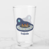 Verre Drôle poule dans l'espace dessin animé (Dos)