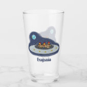 Verre Drôle poule dans l'espace dessin animé (Devant)