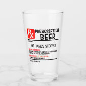 Verre Drôle Prescription de bière Nom personnalisé Bière (Devant)