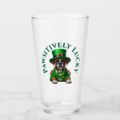 Verre Drôle Saint Patrick's Chien Pawsitivement Lucky (Devant)