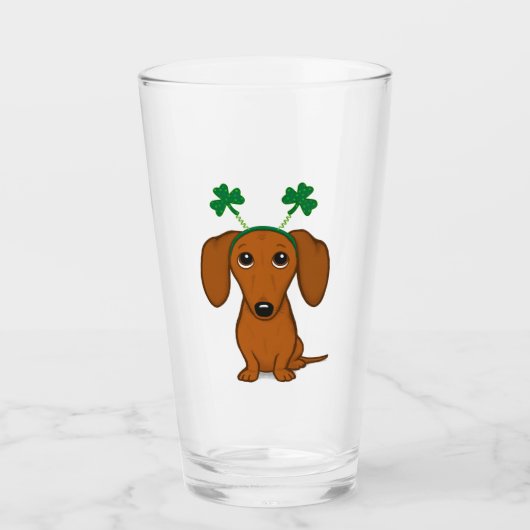 Verre Drôle Saint Patrick's Day Chien Dachshund Shamrock (Devant)