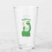 Verre Drôle serpent vert avec caricature maraca (Devant)