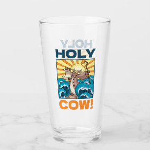 Verre Drôle vache Sainte vache! Caricature d'animal de j