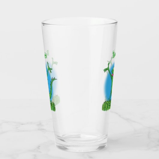 Verre Drôle vert souriant animé lézard d'iguane (Droite)