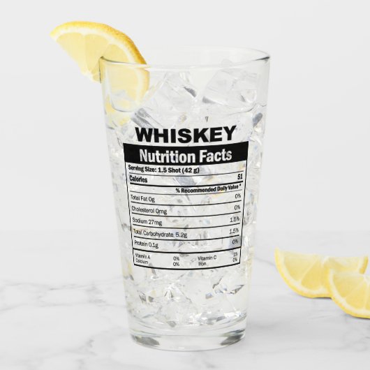 Verre Drôle Whiskey Nutrition Facts Glass (Devant glace)