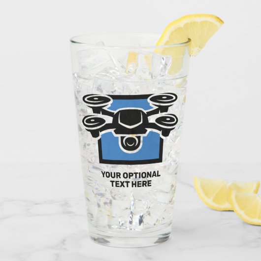 Verre Drone de texte personnalisé (Dos glace)
