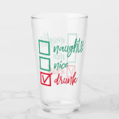 Verre Drunk Not Naughty ou Nice | Funny Humour de Noël (Dos)