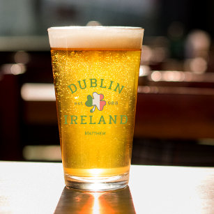 Verre Dublin Ireland Est. 988 Bière de la Saint-Patrick