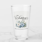 Verre Dusty Bleu Blanc Floral Mariage Favoriser (Devant)