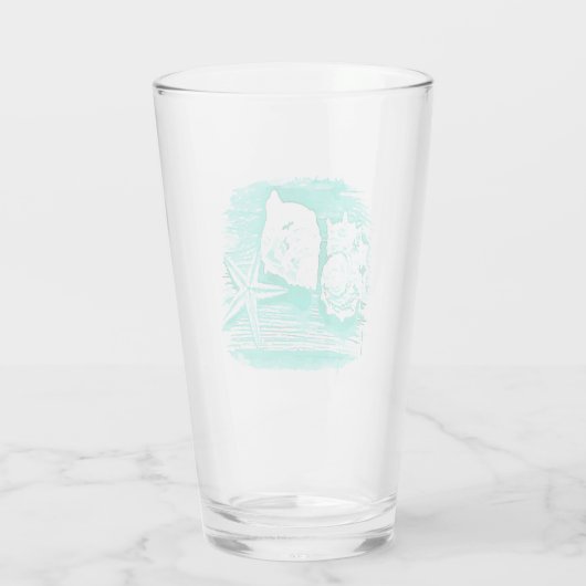 Verre eau de la plage côtière coquillage turquoise étoil (Dos)