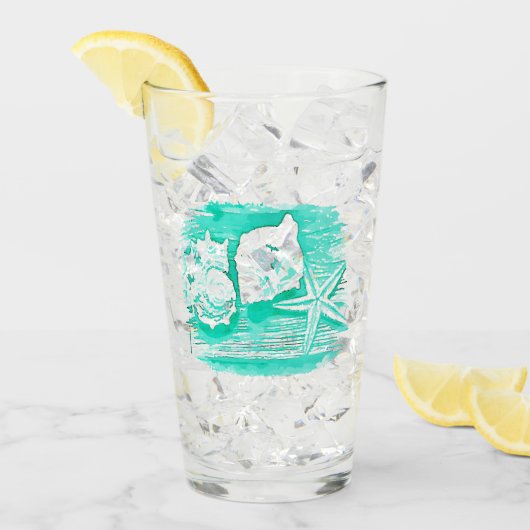 Verre eau de la plage côtière coquillage turquoise étoil (Devant glace)