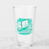 Verre eau de la plage côtière coquillage turquoise étoil (Devant)