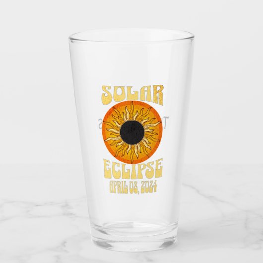 Verre Éclipse solaire rétro Total 8 avril 2024 (Devant)