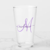 Verre Écriture Moderne Script Monogramme Nom Purple (Devant)