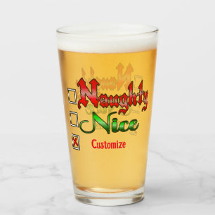 Verre Édition Texte Personnalisé Naughty Ou Nice