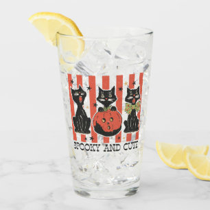 Verre Éffrayant et mignon - Chat noir et Citrouille