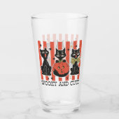 Verre Éffrayant et mignon - Chat noir et Citrouille (Devant)