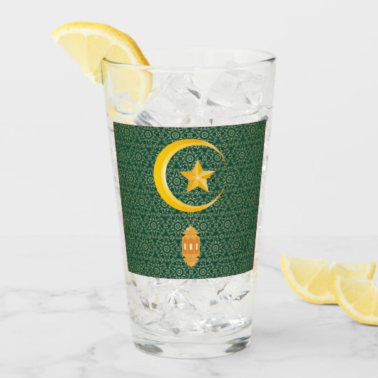 Verre Eid al Fitr Moubarak Ramadan Kareem Moon Star (Devant glace)