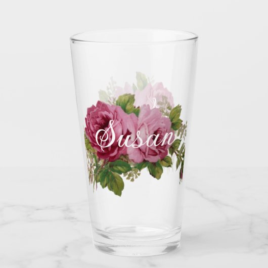 Verre Élégance de la rose rose (Devant)