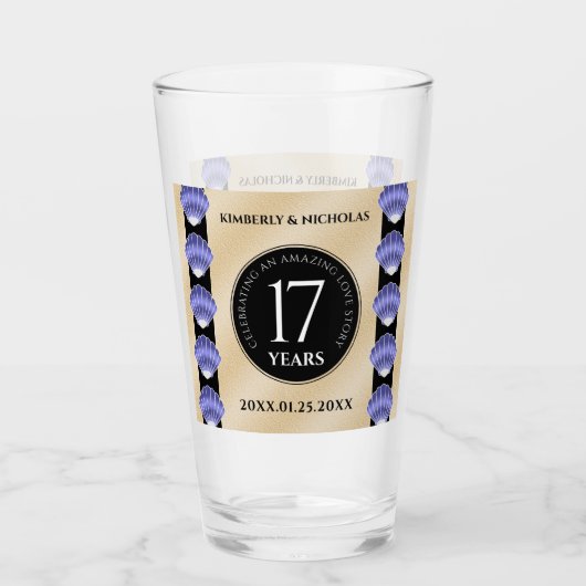 Verre Élégant 17ème anniversaire de Mariage des obus (Devant)