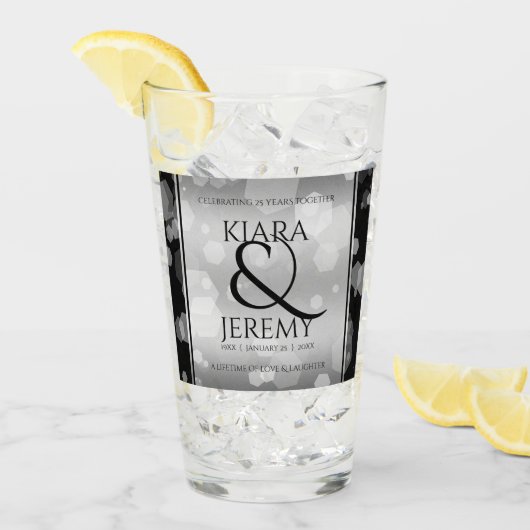 Verre Élégant 25e anniversaire de mariage (Devant glace)