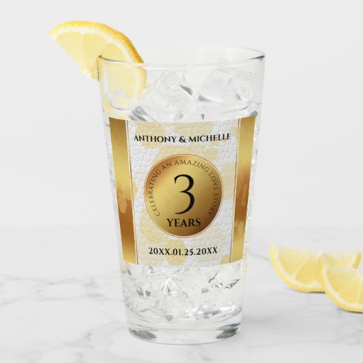 Verre Élégant 3ème anniversaire de Mariage en cuir (Devant glace)