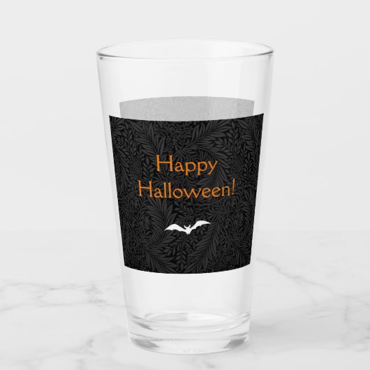 Verre Elégant Black Floral Botanical Happy Halloween (Devant)