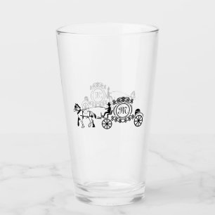 Verre Élégant cheval tiré Mariage Wagon Monogramme