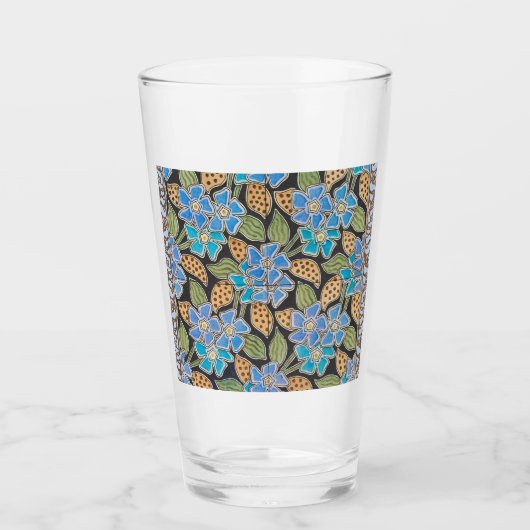 Verre Élégant Fleur Bleu Périwinkle Floral Classic (Devant)