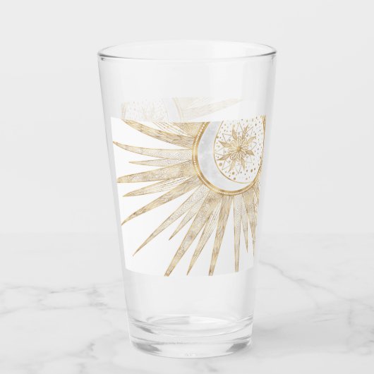 Verre Elegant Gold Doodles Sun Moon Mandala Design (Devant)