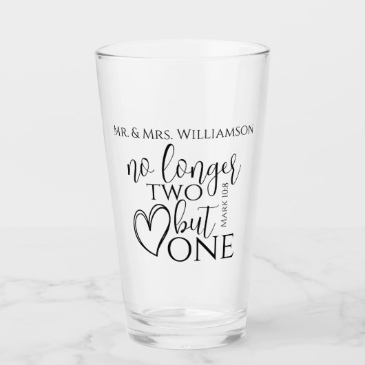 Verre Élégant Mariage chrétien Écriture Citation Cadeau (Devant)