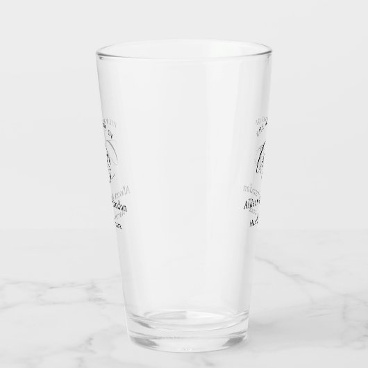 Verre Élégant Mariage Monogramme Script personnalisé (Droite)