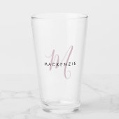 Verre Élégant Moderne Blush Pink Script Monogramme (Devant)
