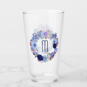 Verre Élégant Monogramme de couronne florale de maman bl