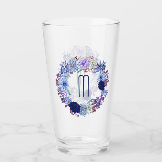 Verre Élégant Monogramme de couronne florale de maman bl (Devant)