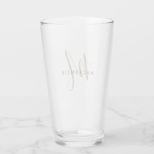Verre Élégant Monogramme de script or moderne (Dos)