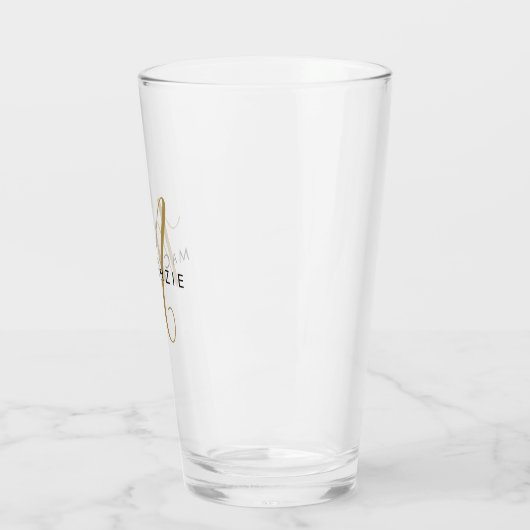 Verre Élégant Monogramme de script or moderne (Gauche)
