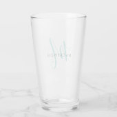 Verre Élégant Monogramme de script Turquoise moderne (Dos)